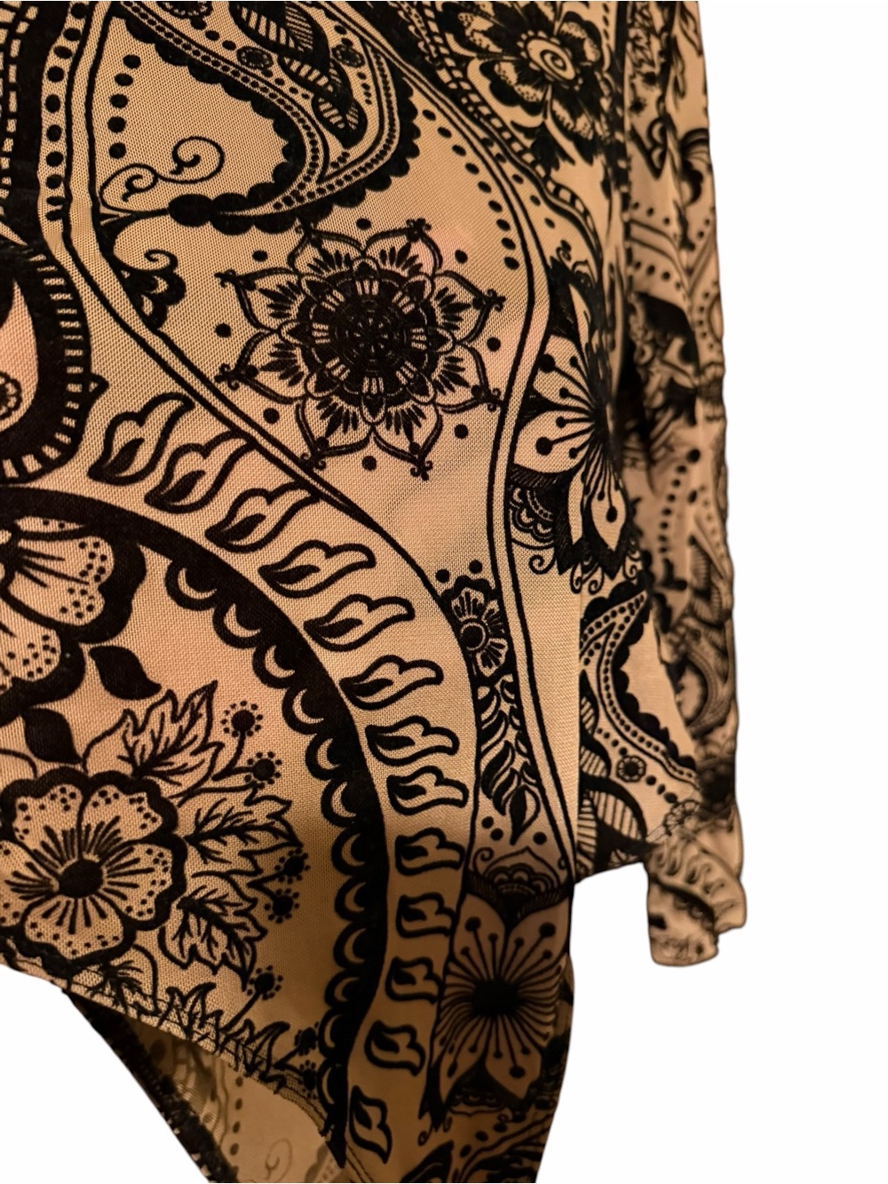 🛫 Velvet Paisley Sheer One-Piece Bodysuit size 6 - Picture 4 of 6